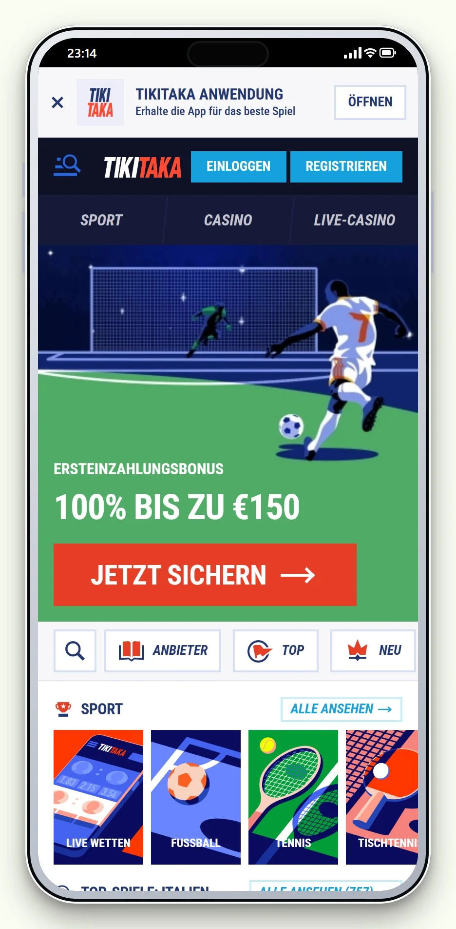 beste boku casinos: TikiTaka Lobby am Smartphone